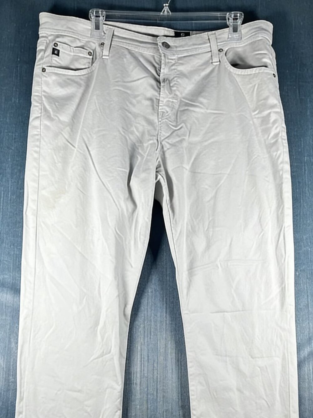 Adriano Goldschmied Men Jeans White The Everett Slim Fit Straight Leg Size 40x32 - Picture 2 of 3
